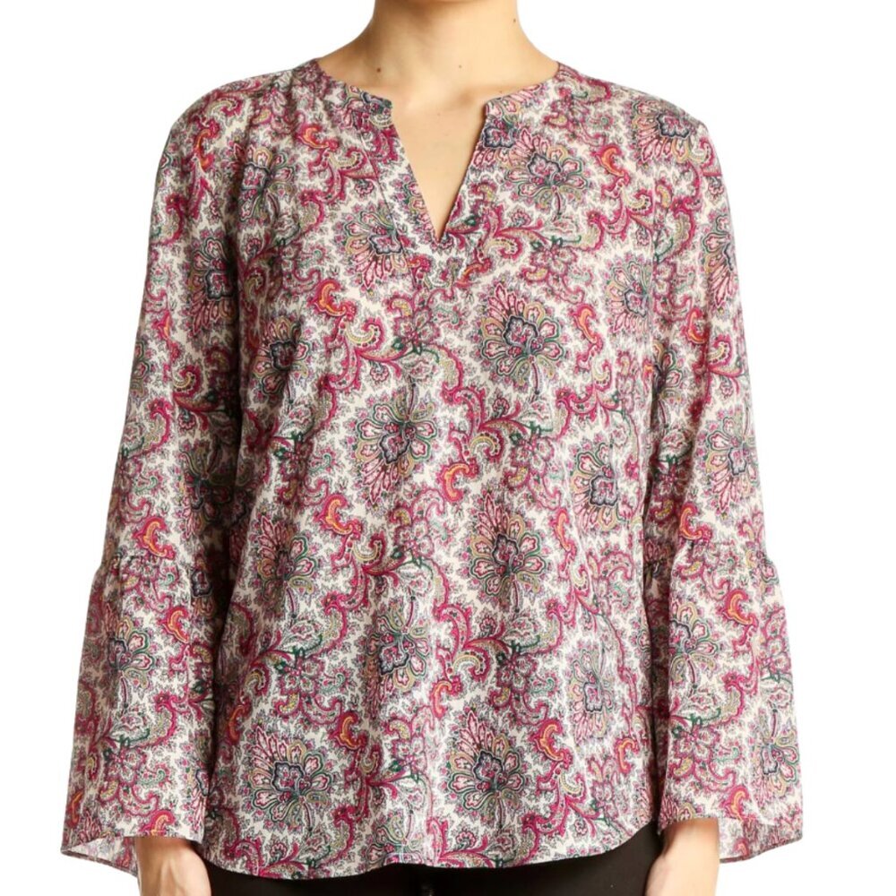 J.Crew Paisley, Bell Sleeve, Top, Blouse, L